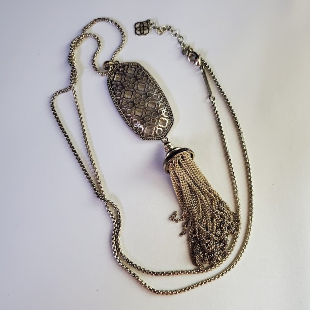 Kendra Scott Benning Filigree Tassel Long Necklace Gold & Silver Tone Rayne